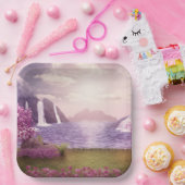 滝とさくらんぼの木のまわりに々湖 ペーパープレート (パーティー)