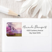 滝とさくらんぼの木のまわりに々湖 ラベル (インサイチュ)