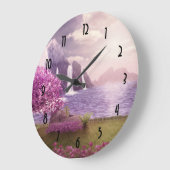 滝とさくらんぼの木のまわりに々湖 ラージ壁時計 (傾斜)