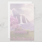 滝とさくらんぼの木のまわりに々湖 便箋 (正面/裏面)