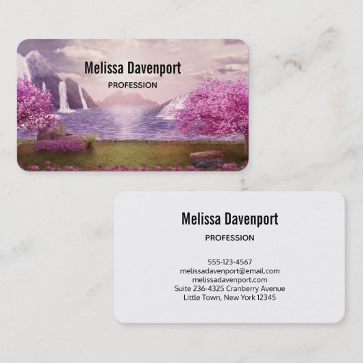 滝とさくらんぼの木のまわりに々湖 名刺 (正面/裏面)