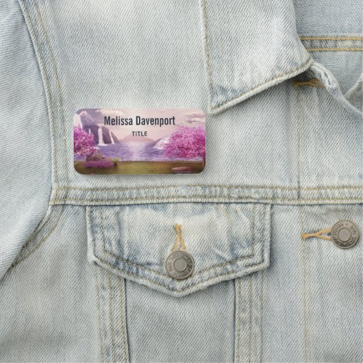 滝とさくらんぼの木のまわりに々湖 名札 (インサイチュ)