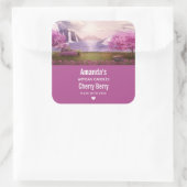 滝とさくらんぼの木のまわりにレイクキャンドルビズ スクエアシール (バッグ)