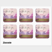 滝とさくらんぼの木のまわりに湖サンキュー スクエアシール (シート)