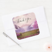 滝とさくらんぼの木のまわりに湖サンキュー スクエアシール (封筒)