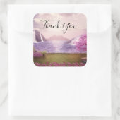 滝とさくらんぼの木のまわりに湖サンキュー スクエアシール (バッグ)