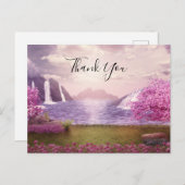 滝とさくらんぼの木のまわりに湖サンキュー ポストカード (正面/裏面)