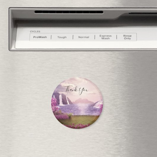 滝とさくらんぼの木のまわりに湖サンキュー マグネット (インサイチュ (食洗機))