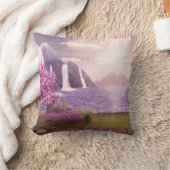 滝とさくらんぼツリーズバイアレイク クッション (ブランケット)