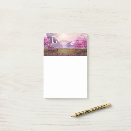 滝とさくらんぼツリーズバイアレイク ポストイット (デスク上)