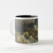 滝との森林景色 ツートーンマグカップ (正面左)