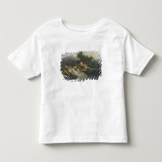 滝との森林景色 トドラーTシャツ (正面)