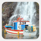 滝とボート スクエアシール (正面)