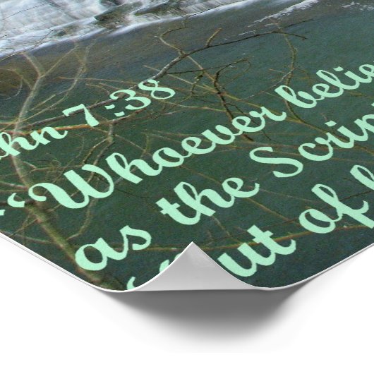 滝とヨハネ7:38 ポスター (角)