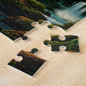 滝と太陽の白熱［赤熱］光を放つジグソーの山 ジグソーパズル (側面)