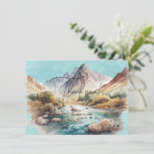 滝と山の水の色絵画の サンキューカード (スタンド正面)