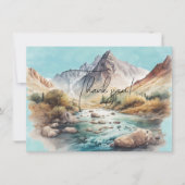 滝と山の水の色絵画の サンキューカード (正面)