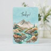 滝と山の水の色絵画の サンキューカード (スタンド正面)