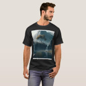 滝と木々の山々 ウォールアート グラフィック Tシャツ (正面フル)