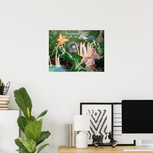 滝と踊り灯 ポスター (ホームオフィス)