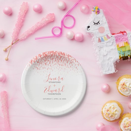 滝に棲むサンゴの灰色のアート結婚の展示 ペーパープレート (パーティー)