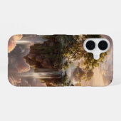 滝のある超現実的な浮島 iPhone 16ケース (裏面横)