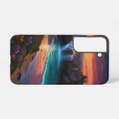 滝のある鮮やかな風景のスマホケース SAMSUNG GALAXYケース (裏面横)