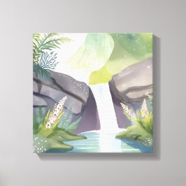 滝のささやき | 自然 水彩風景画 キャンバスプリント