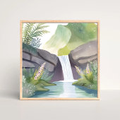 滝のささやき | 自然 水彩 風景 ポスター