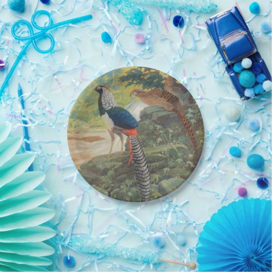 滝のそばのレディーアマーストのキジのトリオ ペーパープレート (パーティー)