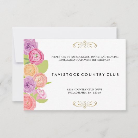 滝のような花の結婚式の招待状 招待状 (正面)