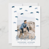 滝のように流れる卒業証書 キャンバス コラージュ 卒業式 招待状 (正面)