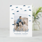 滝のように流れる卒業証書 キャンバス コラージュ 卒業式 招待状 (スタンド正面)