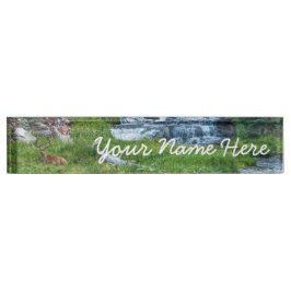 滝のように流れる川で金をもうける デスクネームプレート