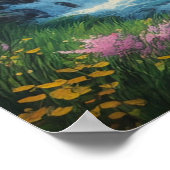 滝のように流れる木造の茶屋 ポスター (角)