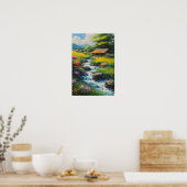 滝のように流れる木造の茶屋 ポスター (キッチン)