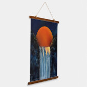 滝のカスケードの木製壁掛けタペストリー 吊り下げ型タペストリー (傾斜あり)