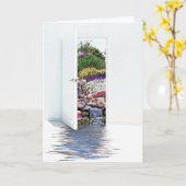 滝のドア考えるを開ける カード (黄色い花)