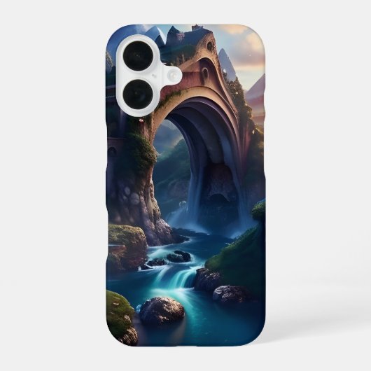 滝の上の山の橋 iPhone 16ケース (裏面)