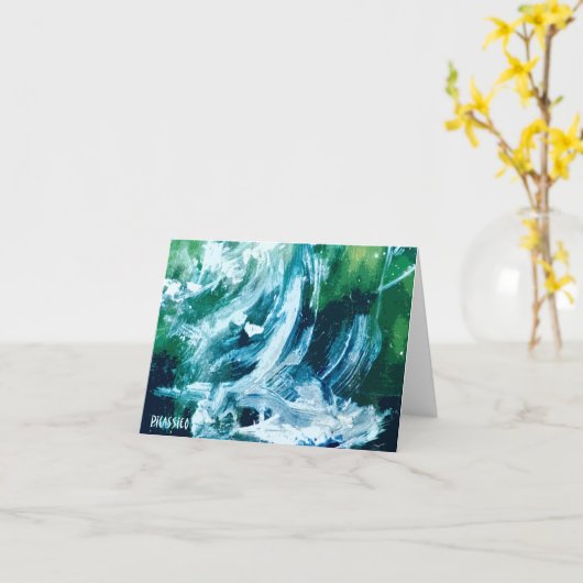 滝の元の芸術の空白のなメッセージカード カード (黄色い花)