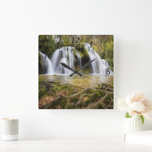 滝の写真 スクエア壁時計 (ホーム)