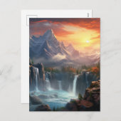 滝の山景色の背景 シーズンポストカード (正面/裏面)