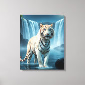 滝の引き伸ばしキャンバス印刷を持つホワイトタイガー キャンバスプリント (正面)