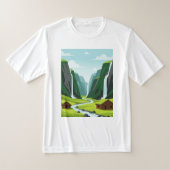 滝の景色 Tシャツ (レイダウン)