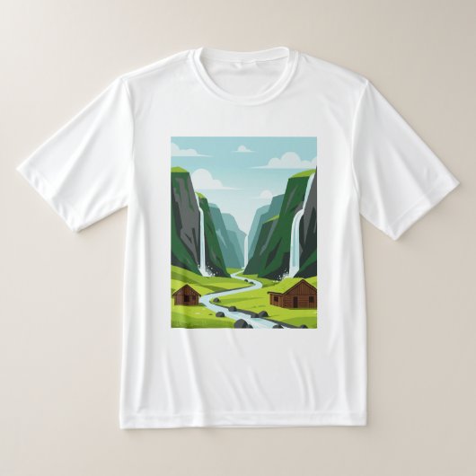 滝の景色 Tシャツ (レイダウン)