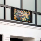 滝の木版日本のプリント北斎バナー 横断幕 (ビルの外側)