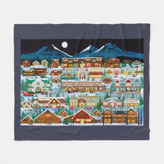 滝の村のフリースブランケットのクリスマス フリースブランケット (正面(横))