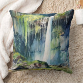 滝の森と苔 クッション (ブランケット)