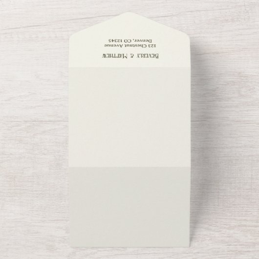 滝の森の緑のQRコード結婚ズ オールインワン招待状 (外側)