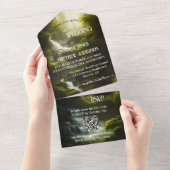 滝の森の緑のQRコード結婚ズ オールインワン招待状 (貼ってはがせる)